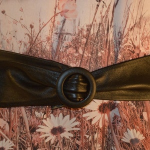 Weichen Schwarzen Leder Taille Cinch Obi Gürtel Frauen