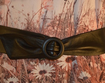 Soft Black Leather Belt Cinch Obi Women Waist