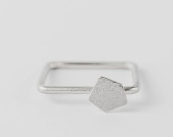 silver square ring