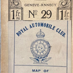Vintage Map of France, Geneve-Annecy. Carte Michelin No. 29. Map wall art. Lovely gift idea or would look great framed as wall art.
