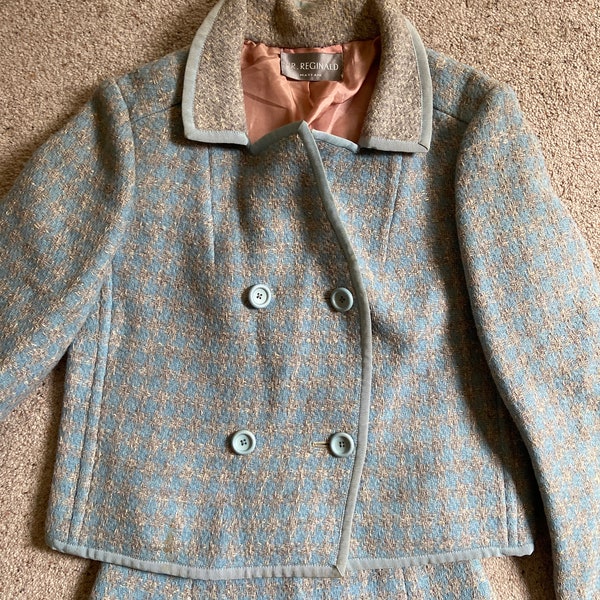 Mr Reginald of Mayfair women’s wool suit, retro women's wool suit, vintage wool suit, size 8, vintage designer women jacket skirt 1940s 50s