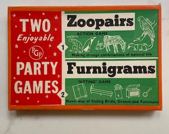 Vintage 1950s Zoopairs & Furnigrams Party Game - Original Packaging
