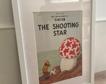 Tintin The Shooting Star Framed Print • Vintage Comic Inside Page Wall Art • Tintin Bedroom or Living Room Decor • Gift for Comic Book Fan