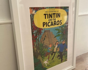 Tintin & the Picaros Framed Print • Vintage Comic Cover Wall Art • Classic Hergé Illustration • Tintin Collector Gift • Bedroom Study Decor