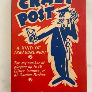 Jogo Crazy Post Vintage dos anos 1950, Uma espécie de caça ao tesouro, Embalagem original, Brincadeira infantil retrô, presente de Natal ideal, jogo de tabuleiro/cartas para festa