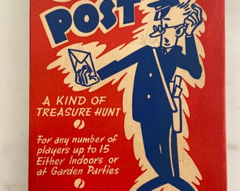Vintage 1950s Crazy Post Game: Retro Treasure Hunt, Original Packaging