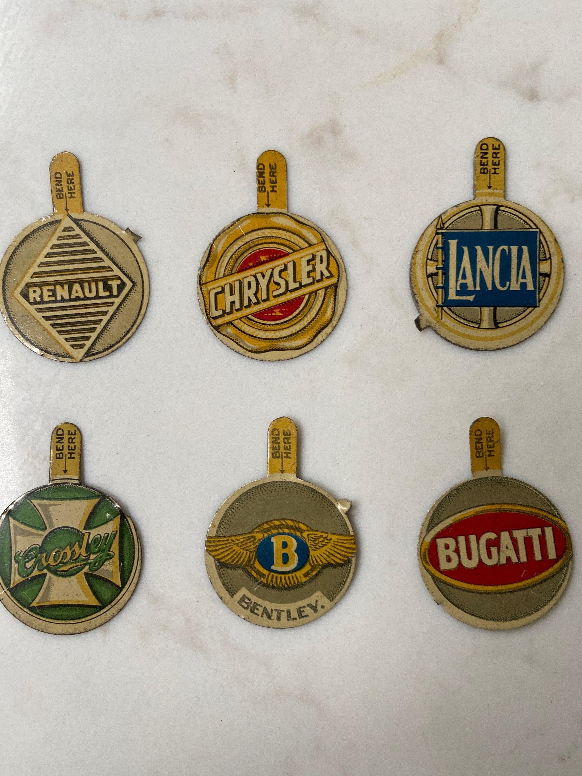 Vintage 1929 Magnet Magazine Car Badges • 1920s Enamel Metal Auto