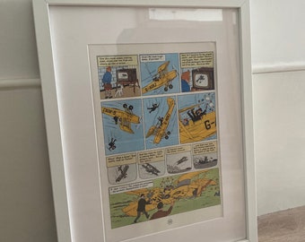 Cuadro decorativo de pared con página de la revista de cómics de Tintín, decoración para dormitorio infantil de Black Island, regalo de coleccionista de Hergé