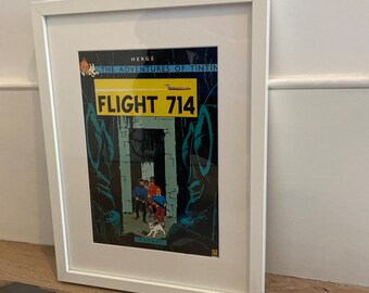 Framed Tintin Comic Magazine Cover Wall Art, Flight 714 Kids Bedroom Decor Hergé Collector Gift