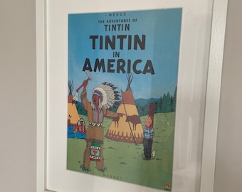 Cuadro decorativo de Tintín con la portada de una revista de cómics, ideal para la habitación infantil. Regalo de coleccionista de Hergé.