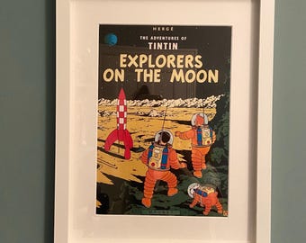 Cuadro decorativo de Tintín con portada de revista de cómics, Tintín en América, Exploradores en la Luna, Tintín en el Tíbet, decoración para dormitorio infantil, regalo de coleccionista de Hergé