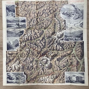 Vintage Austria Map: Landeck Tirol Ortlergebiet Wall Art