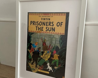 Tintin Prisoners of the Sun Magazine Framed Cover • Vintage Adventures of Tintin Comic Cover • Kids Bedroom or Retro Collector Gift