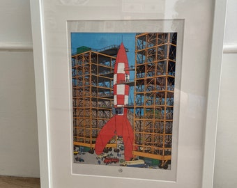 Framed Tintin Comic Magazine Page Wall Art, Destination Moon, Kids Bedroom Decor, Hergé Collector Gift