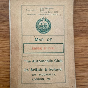 Vintage Paris, Frankreich, Karte. Authentische antike Karte des Automobile Club der Umgebung von Paris, Abschnitt Süd-West. Geschenk / gerahmte Wandkunst