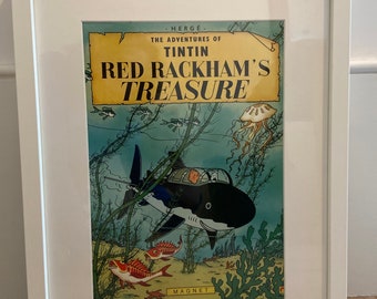 Tintin Red Rackham’s Treasure Framed Print • Vintage Comic Cover Wall Art • Classic Hergé Illustration •  Dad Gift • Tintin Collector Decor