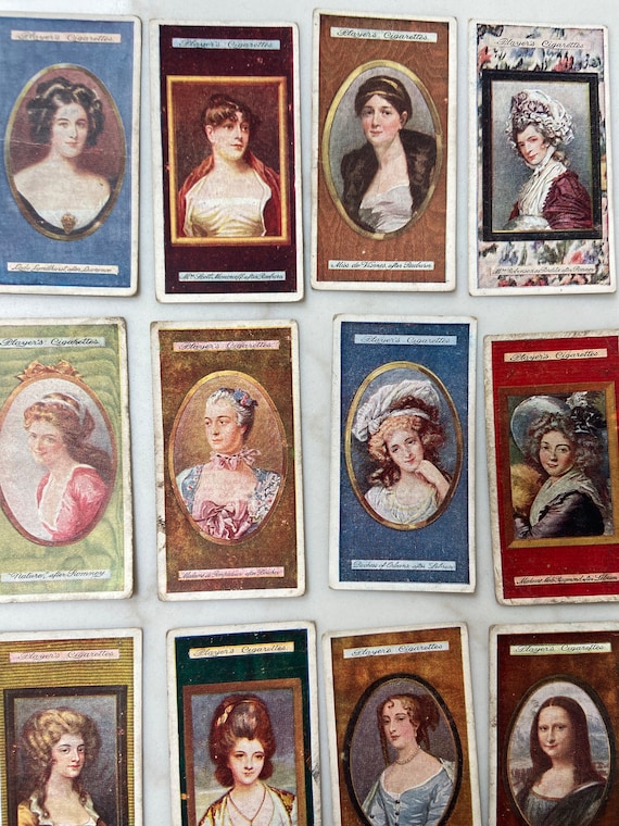 18 Vintage Cigarette Cards - Miniatures. Historical Women Portraits.  Scrapbooking, Journalling Supplies. Antique Fan Gift. Unusual Present