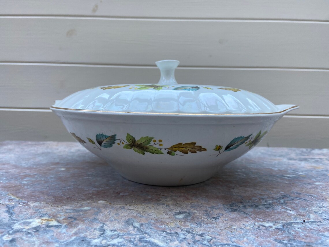 Vintage Ridgway Casserole Serving Dish With Lid White Mist Tureen Etsy