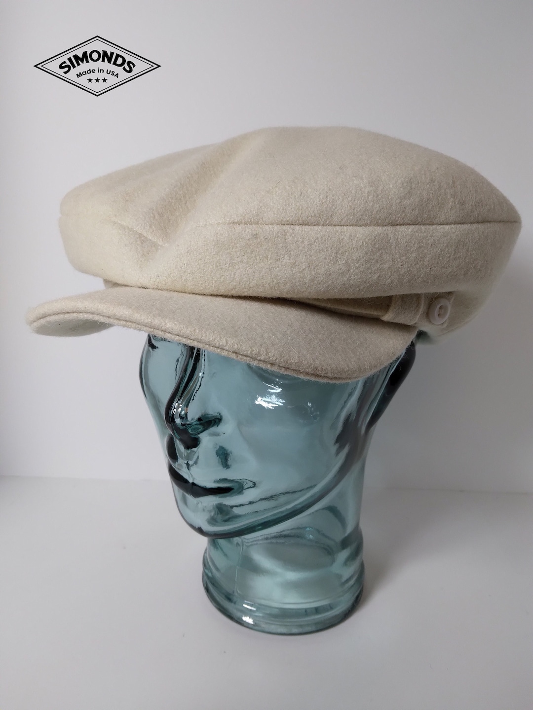 5 Point Cream 100 Wool Flat Cap Size 58cm Simonds Caps Etsy
