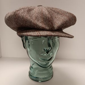 1920&#39;s-1930&#39;s style flat caps 8 panel / 8 dart Stripe Suiting Light Brown tweed by Barry Simonds