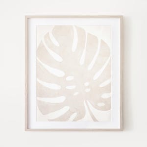 Tropical Monstera Leaf Art Print: Neutral Home Decor