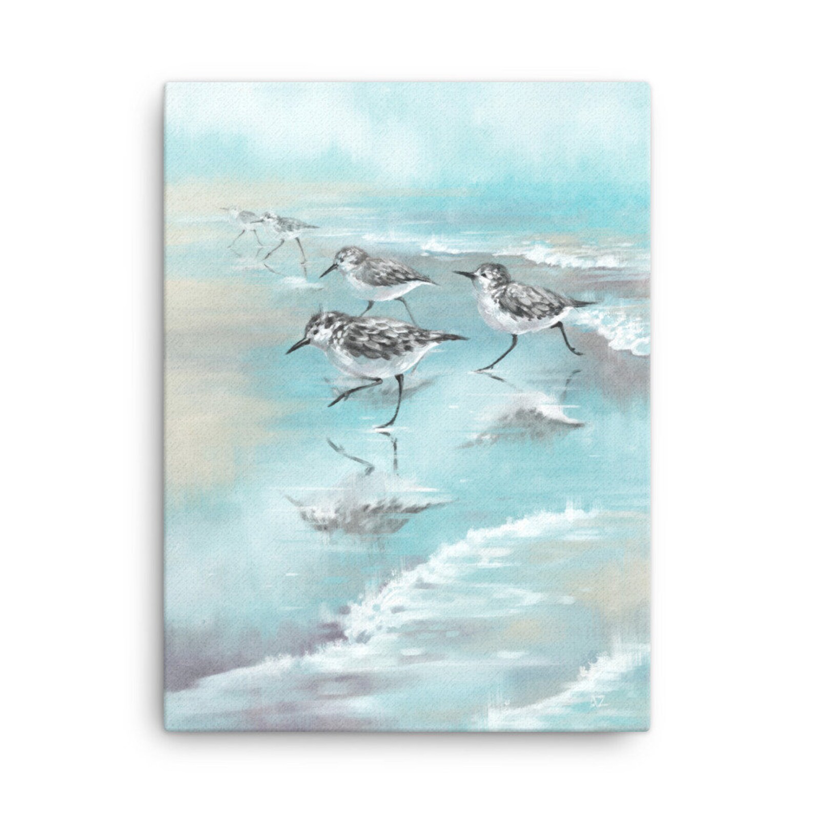 Sandpiper painting canvas print beach cottage decor wall art Etsy