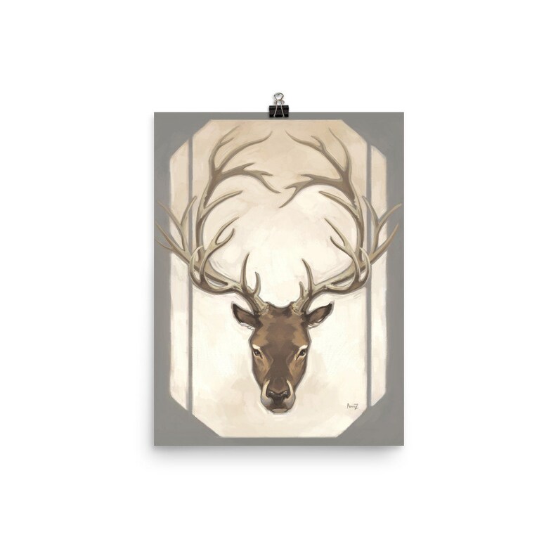 Art Print of Rustic Elk Painting, Abstract Painting, Wall Art for