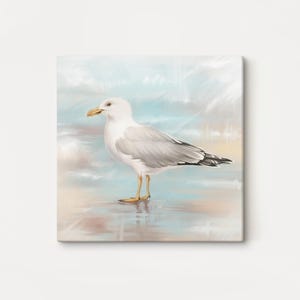 Seagull Painting Print: Square Wrapped Canvas, Beach House Decor