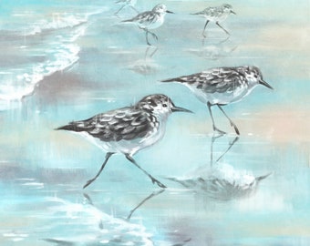 Printable file of sandpiper painting #2, beach cottage decor, art for living room, art for bathroom, multiple sizes, file download