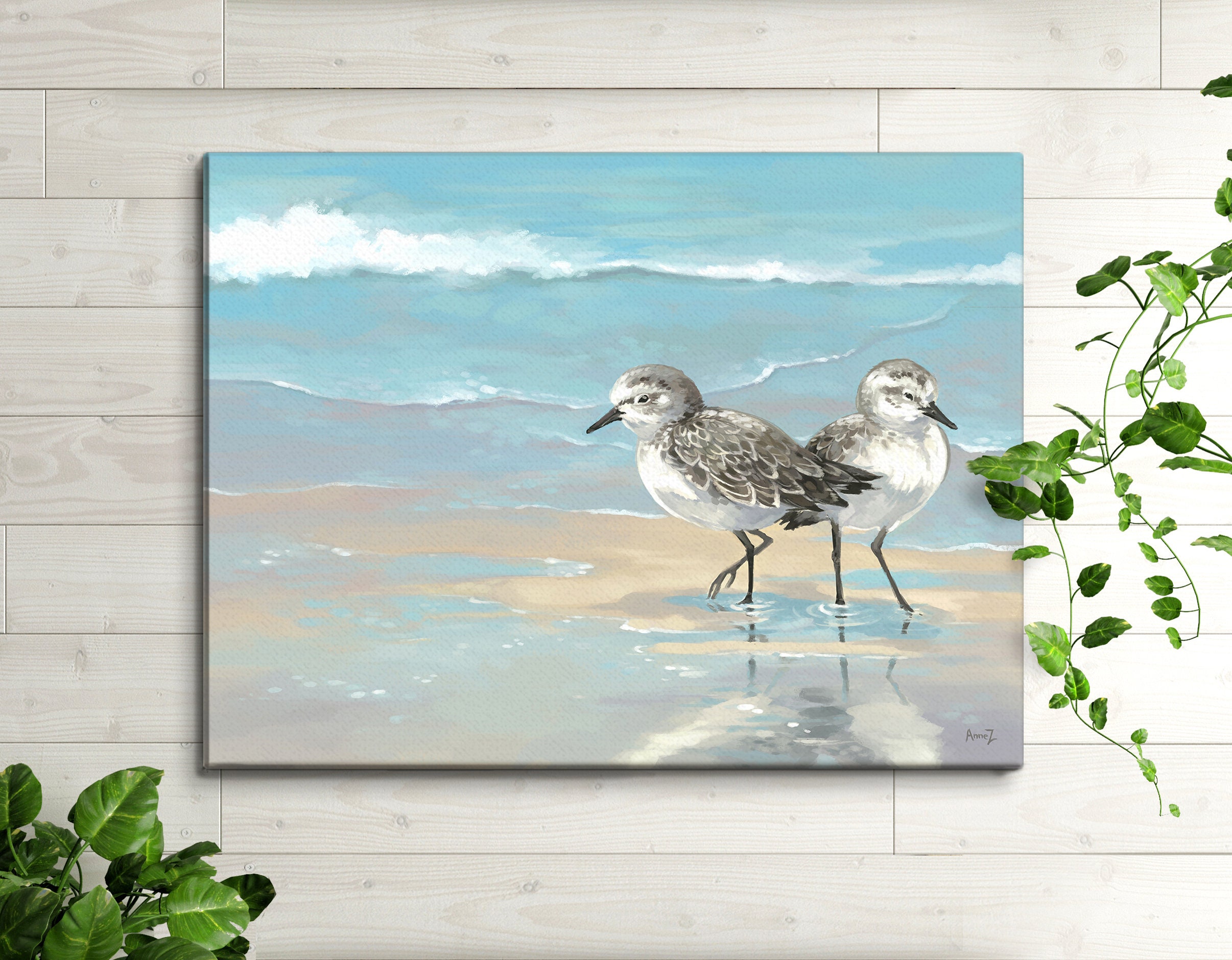 Beach canvas print of sandpipers beach cottage decor wall Etsy