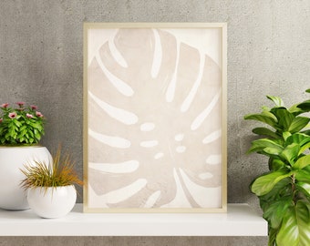 Art print of a tropical monstera leaf, beach decor, wall art for cottage, wall art for bathroom, wall art for living room