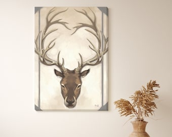 Canvas print of rustic elk painting, abstract painting, wall art for living room, wall art for office, wall art for cabin, multiple sizes