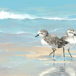 Printable file of beach art with sandpipers, beach cottage decor, art for living room, art for bathroom, multiple sizes, file download