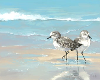 Printable file of beach art with sandpipers, beach cottage decor, art for living room, art for bathroom, multiple sizes, file download