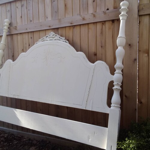 Beautiful Antique Headboard Painted Creamy Lovely Details Etsy