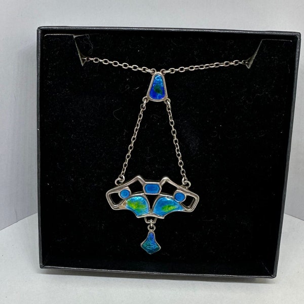 NEW! Charles Horner Sterling Silver Sky Blue Enamel Pendant |  Antique Art Nouveau Silver Jewellery