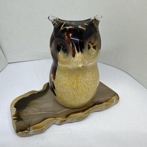 ランガム グラス ヴィンテージ ハンドメイド ガラス フクロウ 置物 ポール ミラー作 | アート ガラス フクロウ 置物 | コレクター ガラス