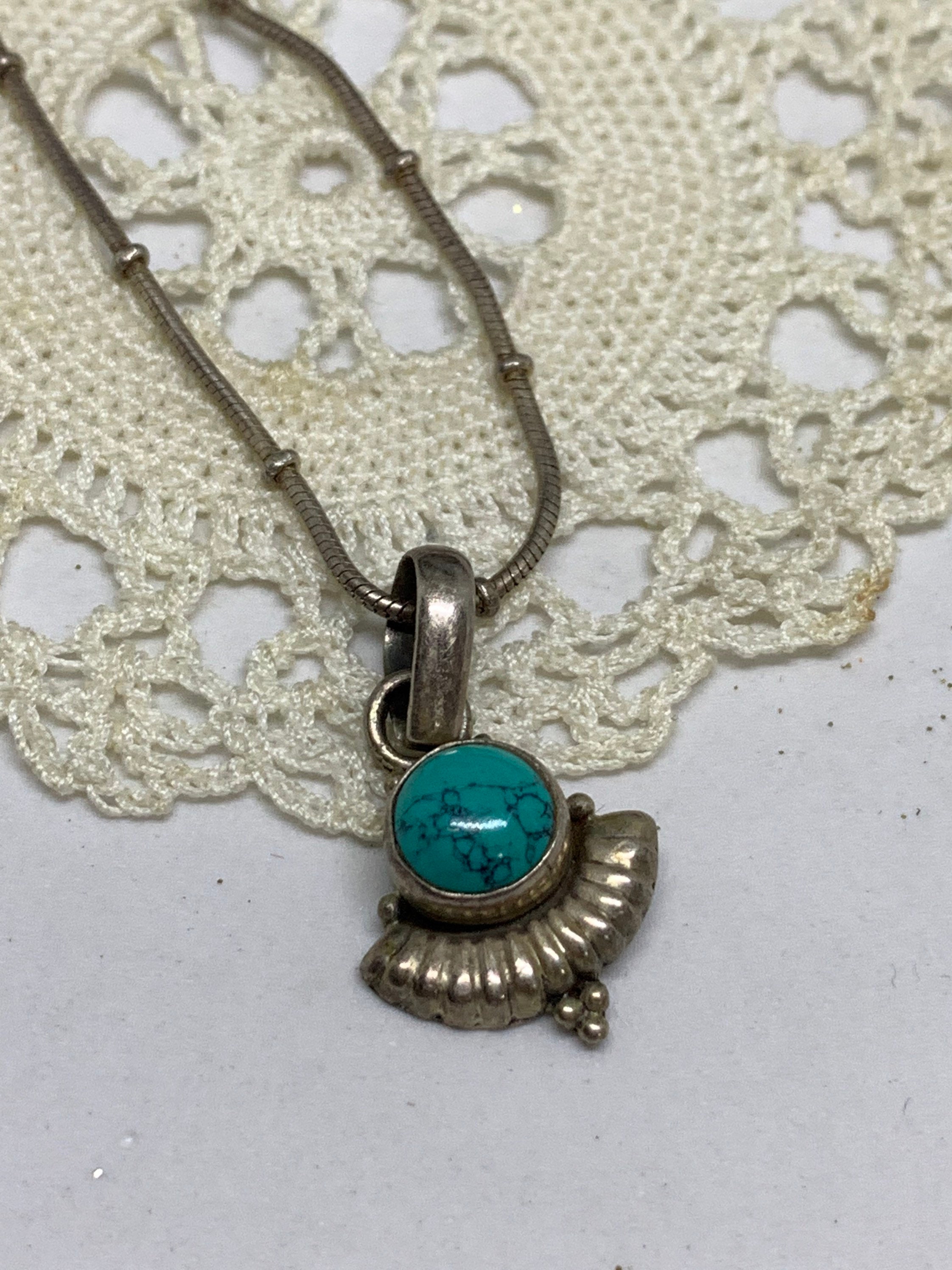 Vintage Sterling Silver & Turquoise Pendant Necklace Artisan - Etsy Canada