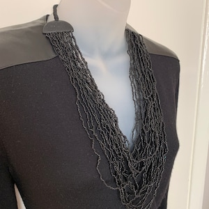 ras de cou vintage perles de verre noir de jais | Collier noir fait main | Bijoux élégants