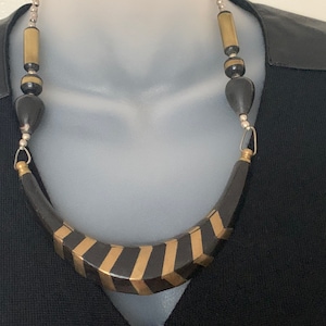 Vintage Carved Horne Brass Inlaid Choker | Vintage Boho Style Necklace | Ethnic Jewelry | Gift for Her