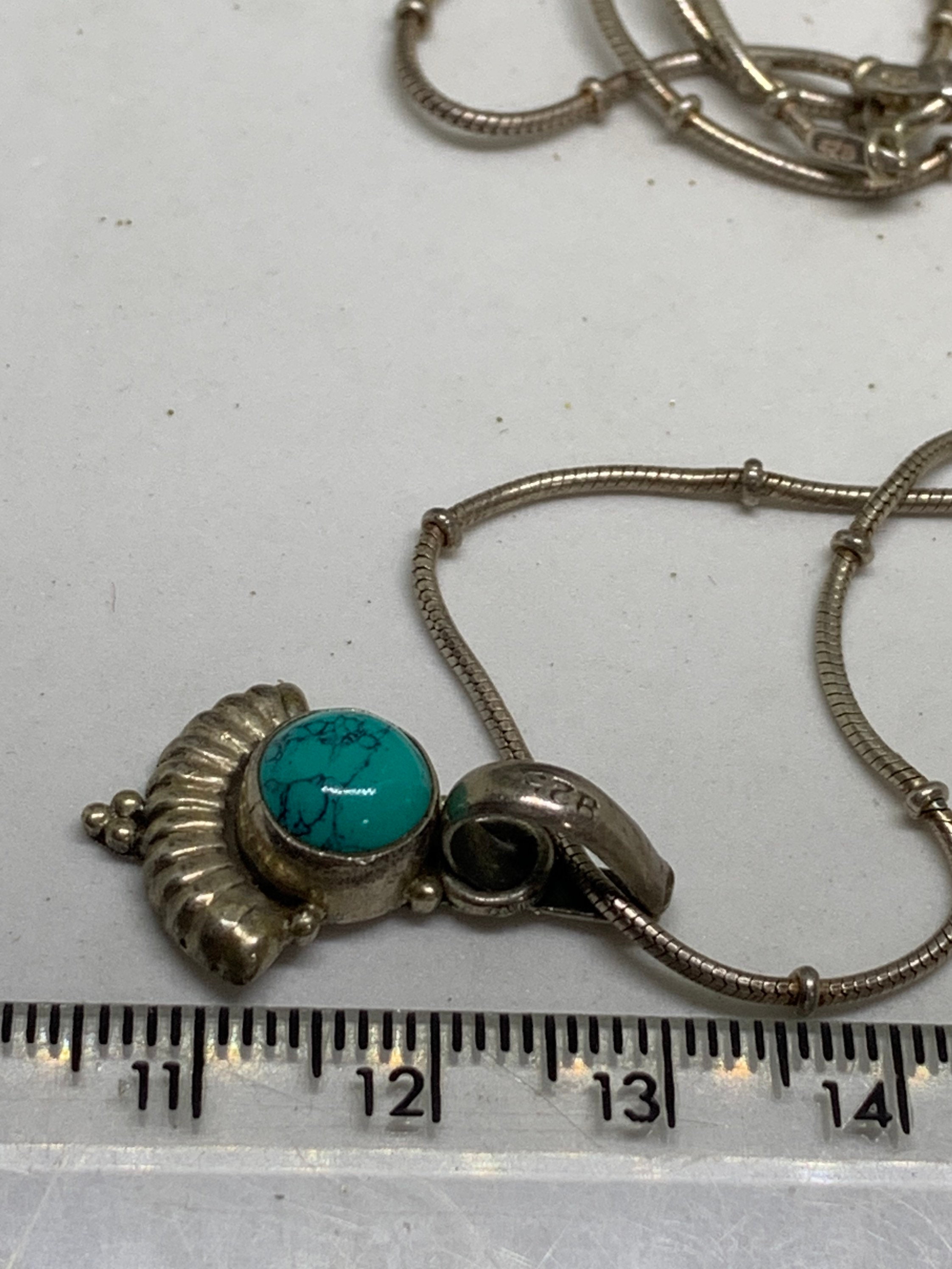 Vintage Sterling Silver & Turquoise Pendant Necklace Artisan - Etsy Canada