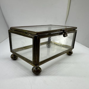 Vintage Metal Frame Glass Box | Vintage Jewellery Trinket Box
