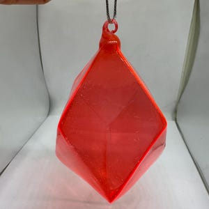Vintage Red Diamond Shape Glass Christmas Bauble | Blown Glass Christmas Tree Ornament