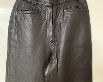 Casual Corner | Retro Brown Leather Trousers | Women's Leather Trousers | Vintage Leather Pants