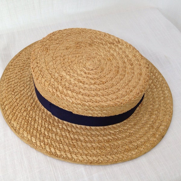 Antique 20s -30s Mens Womens Straw Boater Hat "The Ridgmont Make" France.