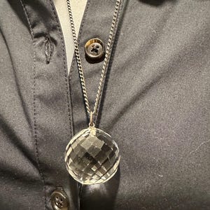 Vintage Sterling Silver Chain with Crystal Ball Pendant