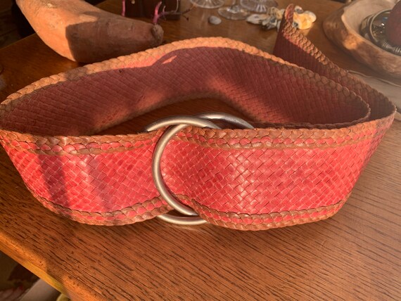 Made in Italy Woman/'s Vintage Fushia Pink Wide Leather Belt Frankie Morello