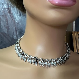 Vintage Silver Leaves Choker | Retro Costume Jewelry