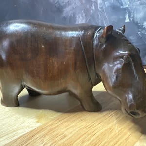 Vintage Carved Wood African Hippopotamus Figurine | Collectibles