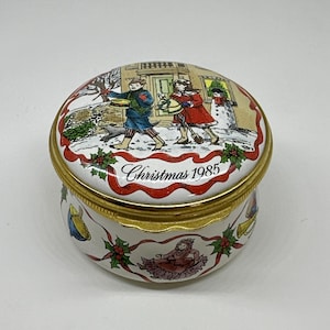 1985 Halcyon Days Enamels Weihnachtsbox | Vintage Sammeldosen